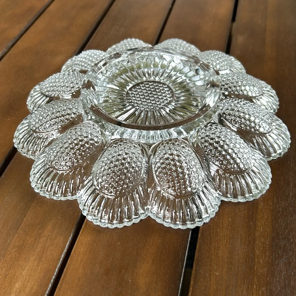 Vintage Indiana Glass Sunflower Devil Egg Platter - Picture 3 of 5
